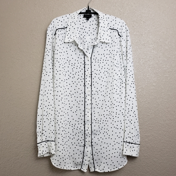 Who What Wear Tops - Who What Wear Polka Dot Button Dress Shirt